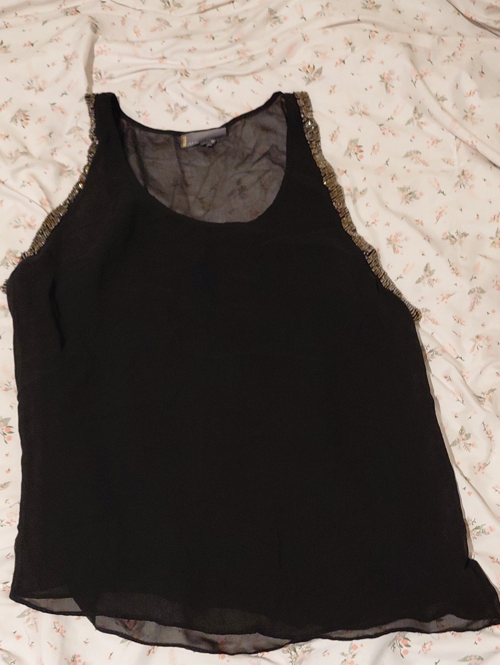 i jeans by Buffalo Black Sleeveless Top with Gold Beaded Trim